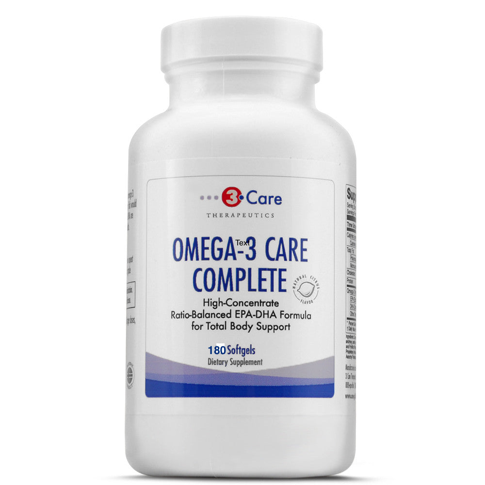 3Care Omega-3 Care Complete Balanced EPA and DHA Fish Oil 2,400mg Essential Fatty Acid Supplement Third Party Tested for Purity